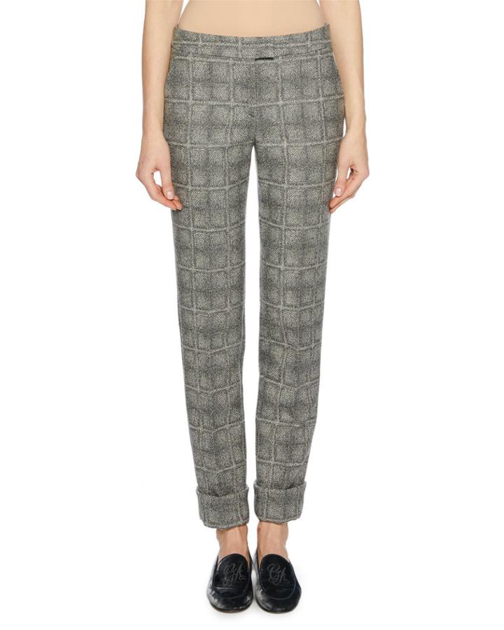 Wool-blend Check-patterned Pants