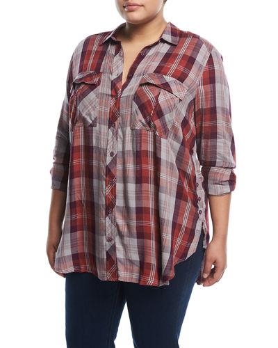 Plaid Tunic Blouse,