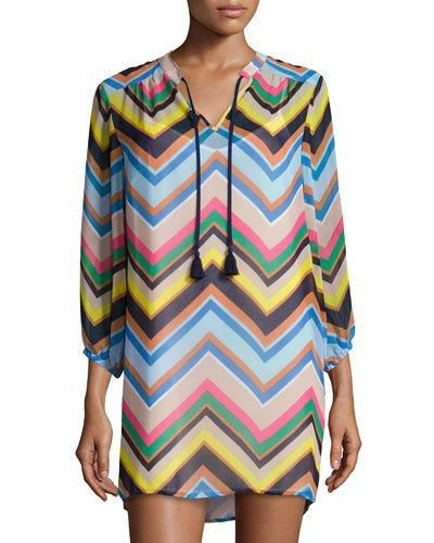 Zig-zag Pattern Dress, Navy