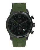44mm Ip Steel Watch With Black Dial & Green