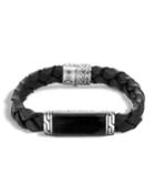 Men's Classic Chain Black Jade Leather Bracelet,