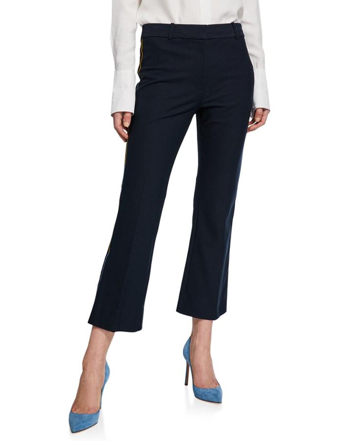 Cropped Flare Trouser W/ Rainbow Stripe Embroidery