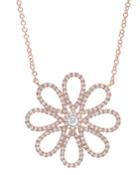 14k Rose Gold Diamond Flower Necklace