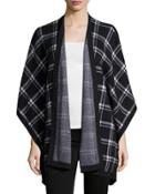 Plaid-print Blanket Poncho, Black