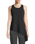Asymmetric Ruffle-hem Sleeveless Knit Top