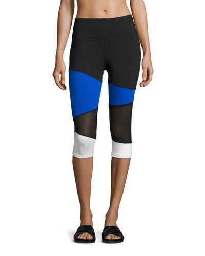 Kendall Colorblock Performance Leggings, Black/blue