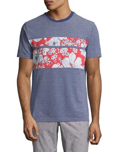 Placed-floral Short-sleeve Tee, Deep Cobalt