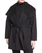 Handmade Wool-blend Belted Coat, Black,