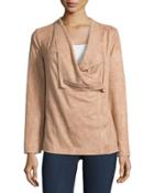 Asymmetric Zip-front Faux-suede Jacket