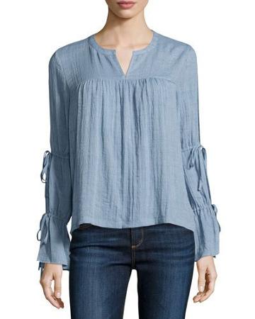 Cold-shoulder Peasant Blouse,