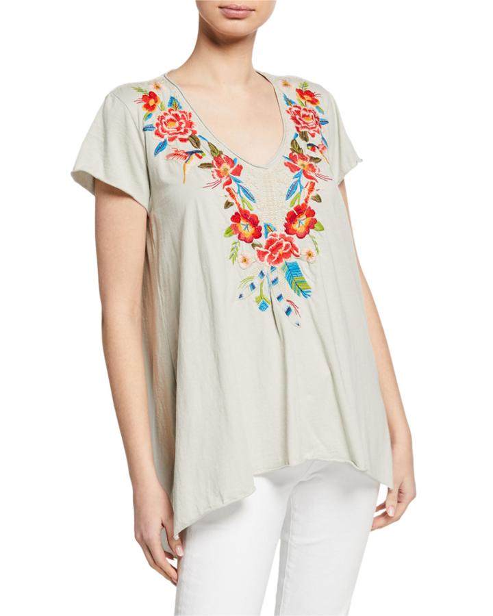 Samira Embroidered Draped Top