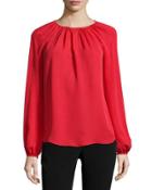 Marnie Long-sleeve Silk Blouse, Poppy