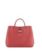Roseau Reversible Leather Tote Bag, Pink