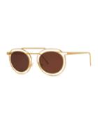 Potentially Cutout Round Sunglasses, Yellow