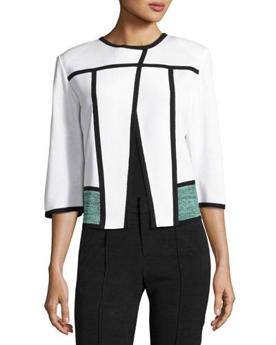 Assymetric-snap Front Jacket, White/seafoam/black