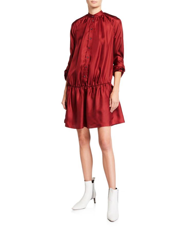 Silk Twill Above-knee T-shirt Dress