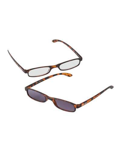 Rectangular Plastic Reading Glasses, Brown Pattern