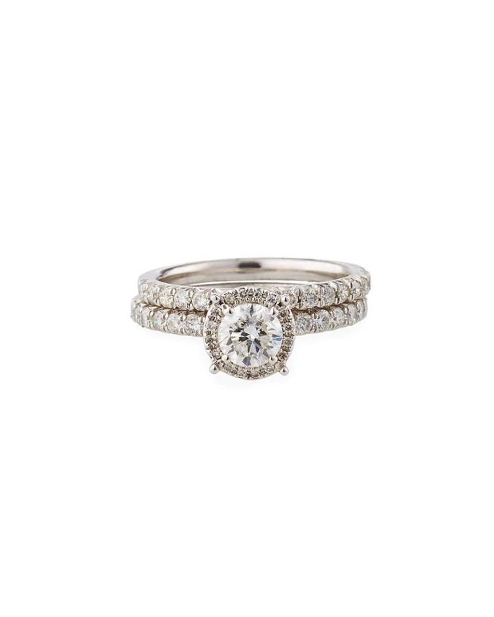Halo Diamond Pave Bridal Ring