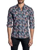 Men's Comic Pop Art-print Long-sleeve Button-down