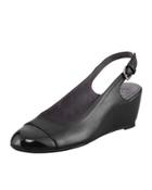 Tipin Cap-toe Slingback Wedge, Black