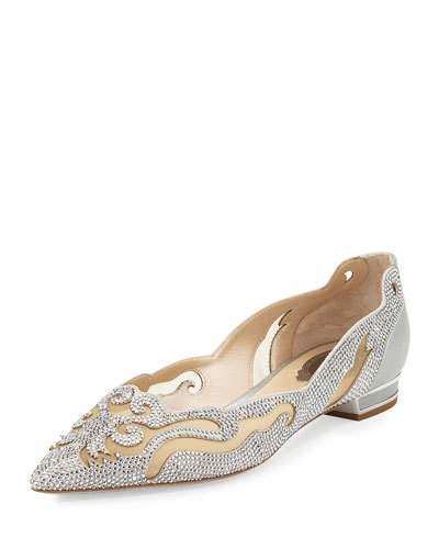 Crystal Curvy Leather Flat,
