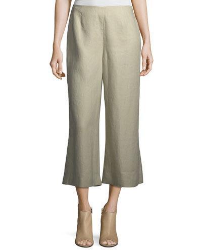 Wide-leg Linen Crop Pants