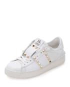 Rockstud Untitled Leather Sneakers, White