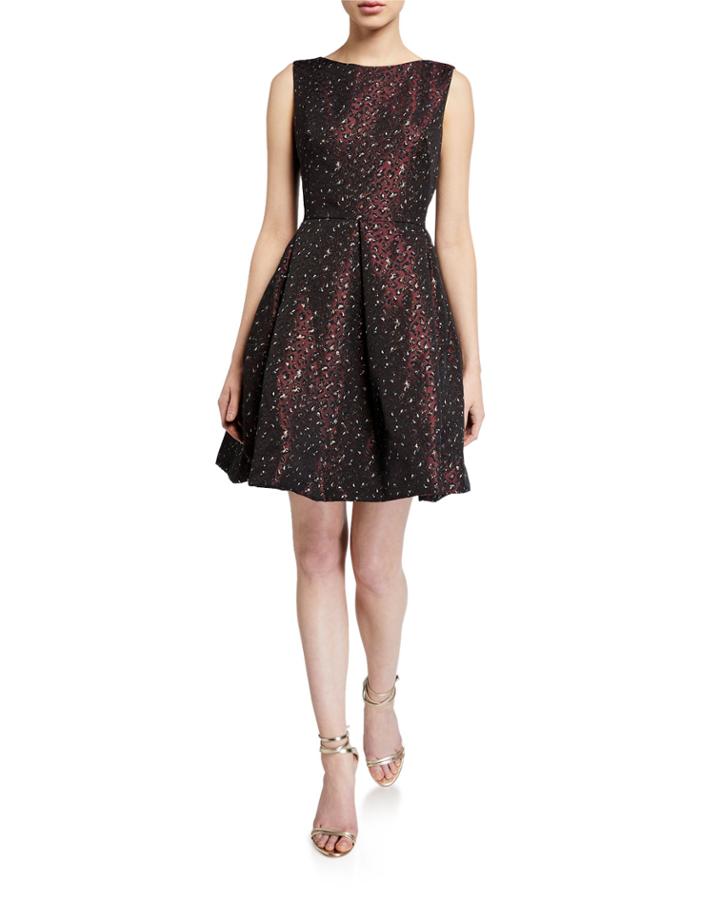 Sleeveless Animal-print Fit-and-flare Dress