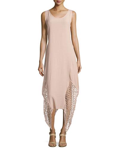 Kala Crochet-trim Handkerchief Dress W/tie, Bisque