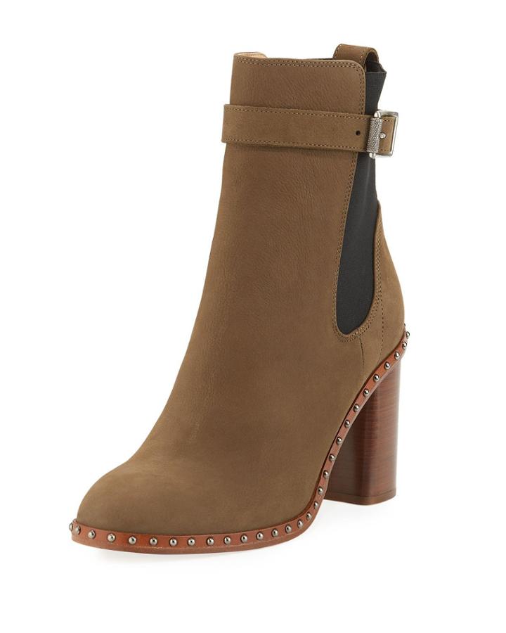 Romi Studded Leather Block-heel Booties