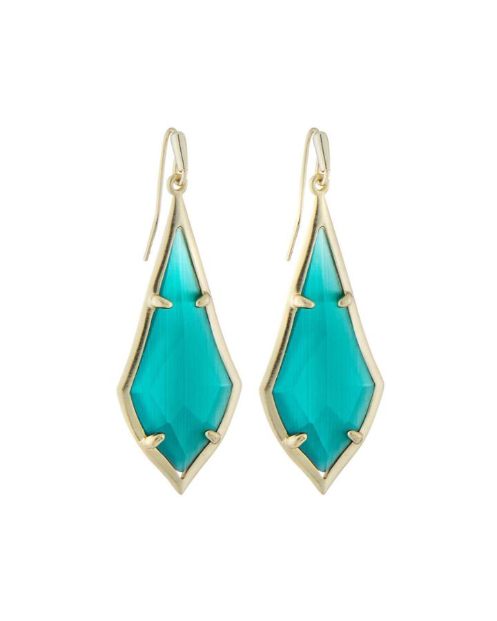 Olivia Drop Earrings, Emerald-hue Cat's Eye