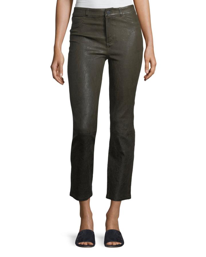 Jacqueline Straight-leg Stretch-leather Pants