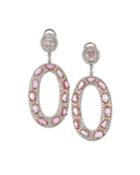 18k White Gold Diamond & Sapphire Oval-hoop Earrings