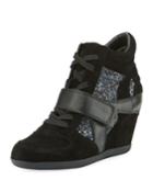 Bowie Wedge Sneakers With Glitter Trim