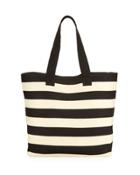 Wide Striped Tote Bag, Black