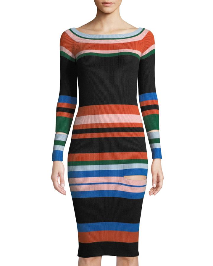 Long Knit Off-the-shoulder Dress