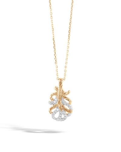 18k Feather Diamond Pendant Necklace