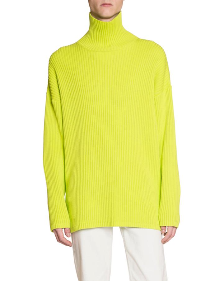 Men's Logo Typographic Rib-knit Turtleneck