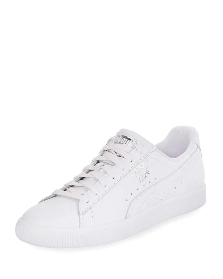 Men's Clyde Premium Core Leather Sneakers, White/silver