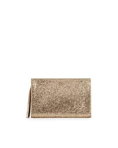 Tessa Xl Glitter Envelope Clutch Bag, Gold