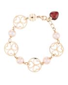 18k Rose Gold Violet Pearl Bracelet W/ Garnet