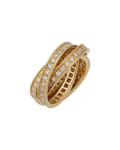 18k Trinity De Cartier Pavé Diamond Ring,