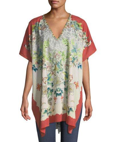 Emma Floral Cotton Poncho