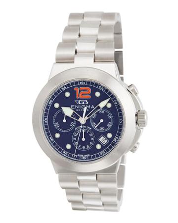 Men's Chronograph Watch W/ Bracelet Strap, Blue/orange