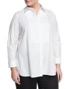 Terri Pique-bib Relaxed Blouse, White,