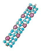 Turquoise, Diamond & Composite Ruby Cuff Bracelet