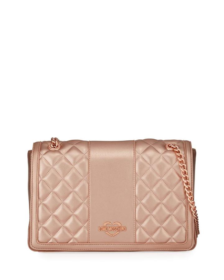 Borsa Quilted Faux-leather Shoulder Bag, Copper