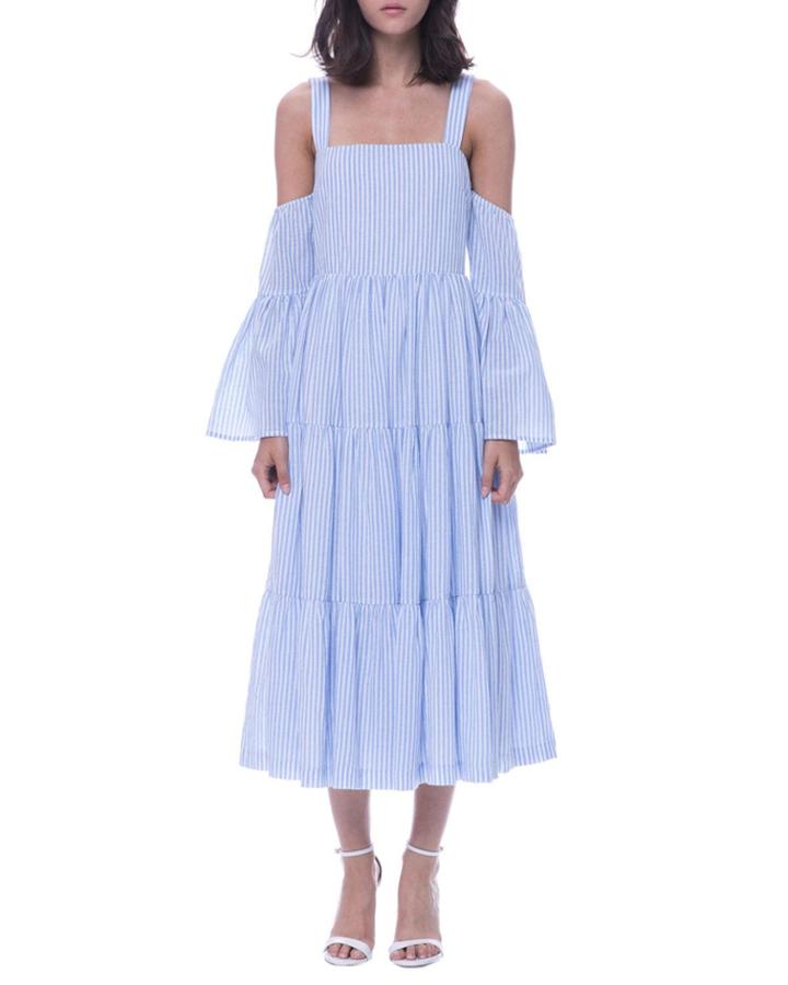 Striped Cotton Cold-shoulder