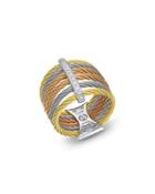 Two-tone Multi-row Linear Diamond Cable Ring,