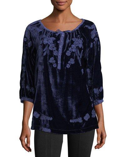 Embroidered Silk-blend Velvet Tunic